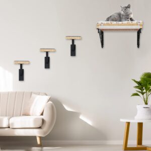 Purife Cat Climbing Steps for Wall (Pack of 3) -Sturdy Metal Support Cat Wall Steps, Wall Floating Shelves, Indoor Cat Wall Furniture & Perch, Cat Hammock Bed, Cat Ladder Stairs-Easy to Install