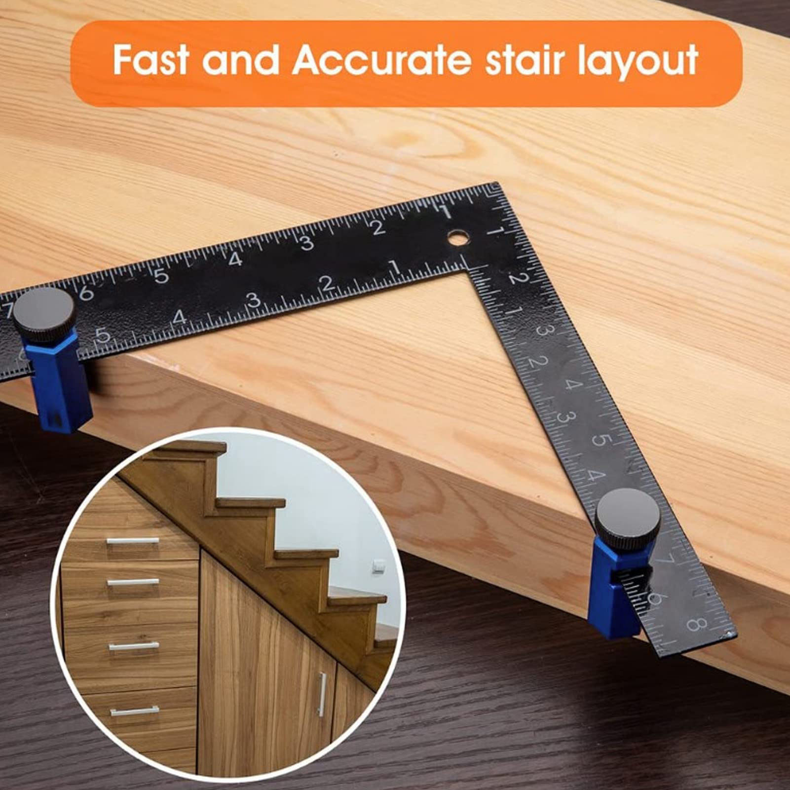 Stair Gauge Knob Metal Stair Stringer Layout Tool Tall Stair Gauge for Framing Carpentry Rafter