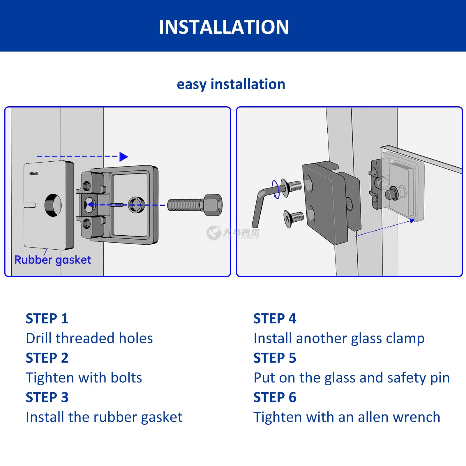 Glass Clamp－4PCS Adjustable Glass Shelf Bracket, 1/3 "-1/2 " 304 Stainless Steel Glass Clamps, Glass Clamp Bracket Is Suitable for Railing, Stairs, Glass Wall, All Kinds of Glass (Silver-4pcs)