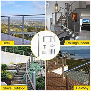 VEVOR Cable Railing Post Level Deck Stair Post 36 x 0.98 x 1.97" Cable Handrail Post Stainless Steel Wire Drawing Deck Railing Pre-Drilled Pickets with Mounting Bracket Stair Railing Kit Silver