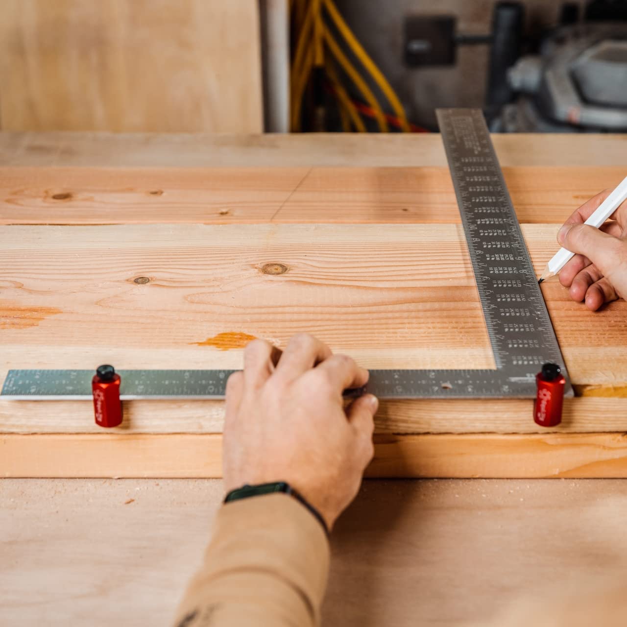 Tall Stair Gauges for Layout Framing Square Attachment Rip Guide Speed Square Jigs (Red)