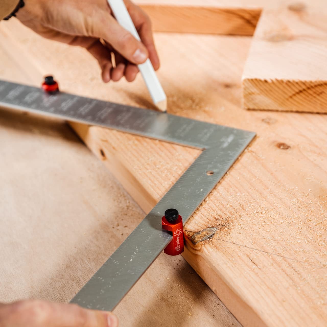 Tall Stair Gauges for Layout Framing Square Attachment Rip Guide Speed Square Jigs (Red)