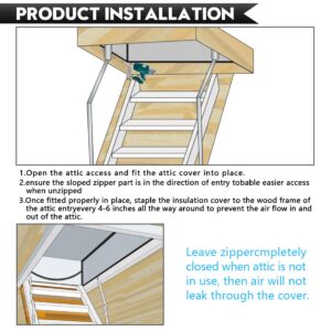 Attic Stairway Insulation Cover Energy Saving R-15.5 Class A Fireproof Attic Stairs Door Ladder Insulator Easy Installation Pull Down Tent with Zipper 25'' x 54''x 11''