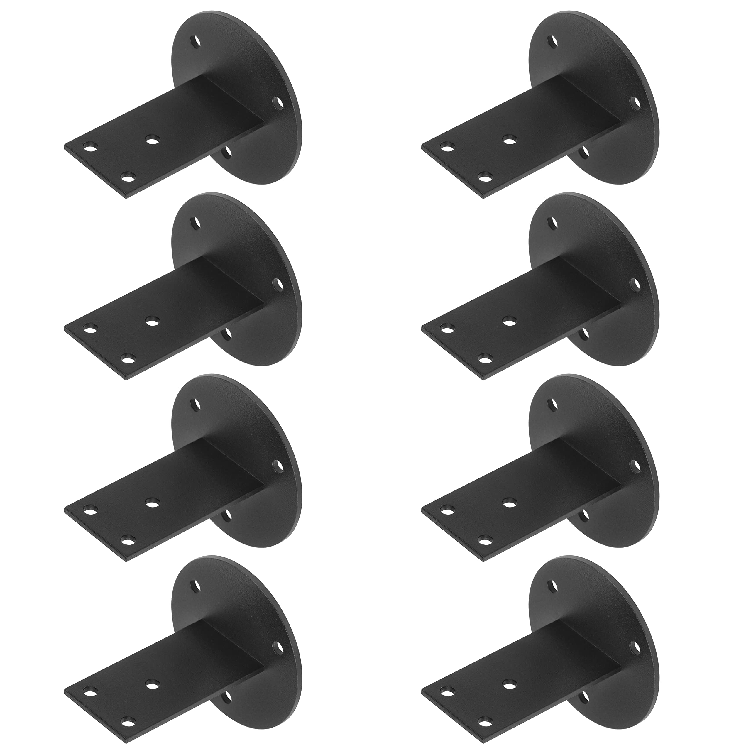 8 Pack Black Stair Handrail Bracket for Square Wood Staircase Railing, 201 Stainless Steel Heavy Duty Metal Stair Wall Mount Flat Handrail Support (Screws Not Included)