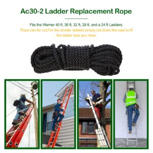 AC30-2 Extension Ladder Replacement Rope 40FT for Werner Fits All Aluminum & Fiberglass Extension Ladders Parts #6316509 (1 Pack)