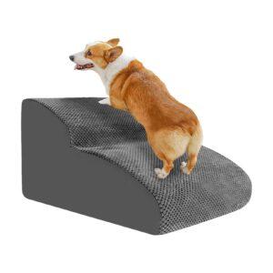 PINVNBY Dog Stairs to Bed, High Density Foam Dog Steps,Pet Stairs for Small Dog,Pet Steps Suitable High Bed Chair and Sofa,Dog Ramp for Small Short Leg Dogs,Older Dogs,Injured Pet (2 Tiers-Gray)