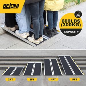 BEJONI 3FT Wheelchair Ramp, 600 lbs Capacity Non-Slip Aluminum Folding Handicap Ramp, Portable Wheelchair Ramps for Home, Steps, Stairs, Doorways, Curbs