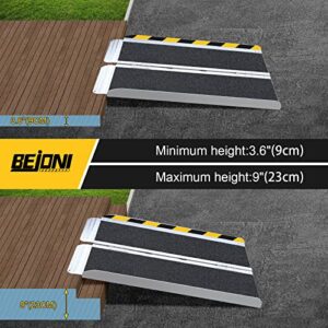 BEJONI 3FT Wheelchair Ramp, 600 lbs Capacity Non-Slip Aluminum Folding Handicap Ramp, Portable Wheelchair Ramps for Home, Steps, Stairs, Doorways, Curbs