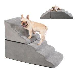 SuleeMat 28 Inch High Dog Stairs & Steps for High Bed, Extra Wide 6 Tier Pet stairs, Dog Couch/Ramps for Small Dogs, Injured Pets or Older Dogs to Get On Bed, Pet Steps with Handle and Washable Cover