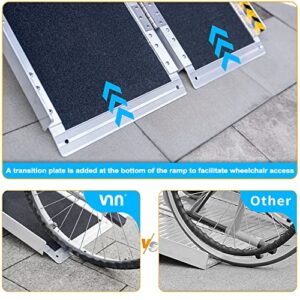 VNN Portable Wheelchair Ramp 4FT, Non-Slip Aluminum Folding Handicap Ramp, Door Threshold Wheelchair Ramps for Home, Wheel Chair Ramp for Home Steps, Scooter Ramp for Car, Doorways, Curbs, Stairs