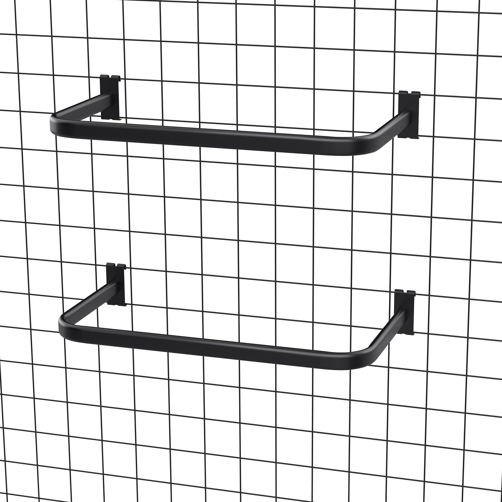 4 Pack Gridwall U-Shaped Hangrail Grid Wall Tubing Handrail 24 Inch Wide Black Metal Handrail for Grid Wall Retail Displays Bracket Clothing Rack Home Use (4, Black)