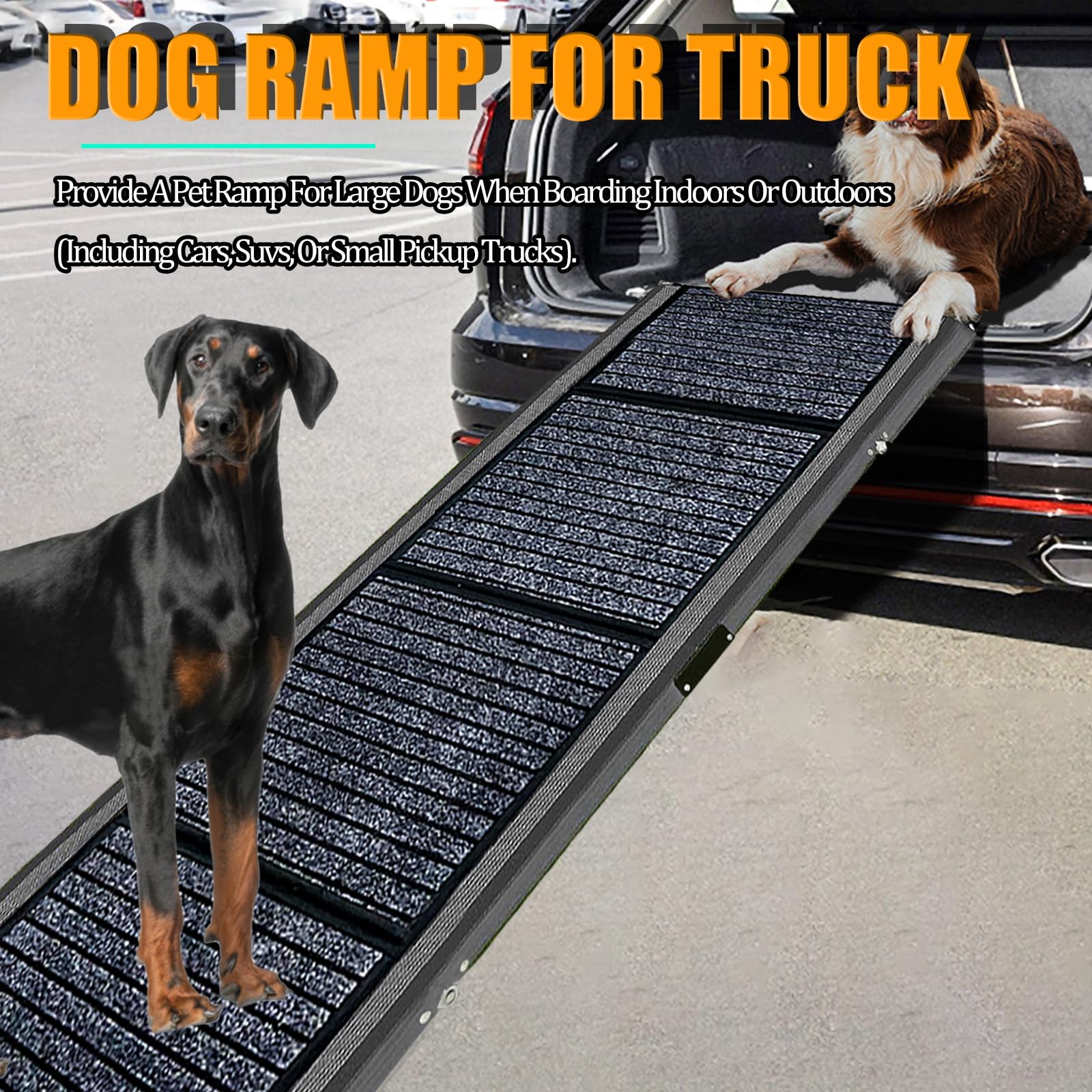 VEMJO Dog Ramp for Car SUV Truck Folding in Four-Fold Pet Ramp Dog Car Ramp Dog Stairs Cat Ramp Portable Dog Steps for Bed for Small Medium and Large Dogs Supports to 200lbs (Dark Grey)