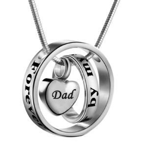 Cremation Jewelry No Longer by My Side, Forever in My Heart Carved Locket Cremation Urn Memorial Necklace Keepsake Urn Pendant for Dad (Dad)