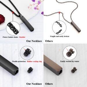 Dletay Urn Necklace for Ashes Stainless Steel Cremation Jewelry for Ashes Memorial Ash Necklace for Men Women Ash Holder Black