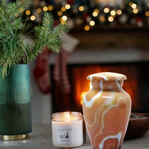 Marble Finish Metal Keepsake Urn - Mini Cremation Urn for Human or Pet Ashes - Token Urn - Sharing Memorial Urn with Velvet Bag (Honey Onyx)