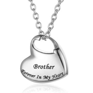 Gisunye Cremation Urn Necklace for Ashes Urn Jewelry. Forever in My Heart Carved Stainless Steel Keepsake Waterproof Memorial Pendant for mom & dad with Filling Kit