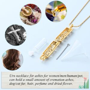 Imrsanl Cremation Jewelry Urn Necklace for Ashes Pendant with Hollow Glass Vial Cylinder Cremation Keepsake Memorial Lockets Ashes Holder for Women Men Pet (Tree of Life-Gold)