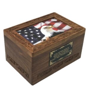 NWA Photo Cremation Urn For Human Ashes with Custom Engraving, Large Wooden Funeral Cremation Urn