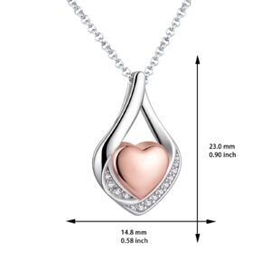 ACJFA Cremation Jewelry 925 Sterling Silver Teardrop Urn Necklace for Ashes Heart Shape Memorial Keepsake Pendant for Human Ashes for Women Gift