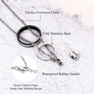 XIUDA Cremation Urn Necklace for Ashes Eternal Memory Carved Keepsake Stainless Steel Urn Jewelry Memorial Ash Holder