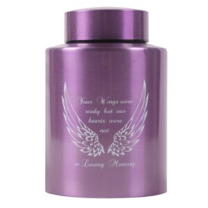 medium urns for human ashes up to 60 cubic inches medium sized urns for ashes adult male female keepsake cremation urns for ashes stainless steel (angel wings, purple)