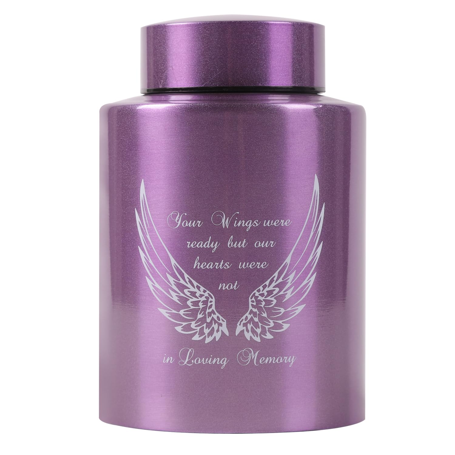 Medium Urns for Human Ashes Up to 60 Cubic Inches Medium Sized Urns for Ashes Adult Male Female Keepsake Cremation Urns for Ashes Stainless Steel (Angel Wings, Purple)