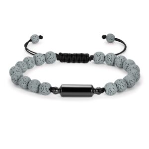 shajwo cylinder urn bracelet for ashes for women men cremation jewelry memorial keepsake adjustable lava bracelet,gray