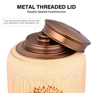 Cremation Urns for Human Ashes Adult Male Female,Medium Urns for Human Ashes Keepsake Made of Bamboo,Decorative Urns Ash Container with Tree of Life Pattern,Hold Up to 83 Cubic Inch