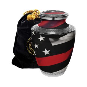 Red Line Firefighter Cremation Urn for Human Ashes for Funeral, Burial or Home. Cremation Urns for Ashes Adult Male Large Urns for Dad and Cremation Urns for Human Ashes Large