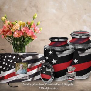 Red Line Firefighter Cremation Urn for Human Ashes for Funeral, Burial or Home. Cremation Urns for Ashes Adult Male Large Urns for Dad and Cremation Urns for Human Ashes Large