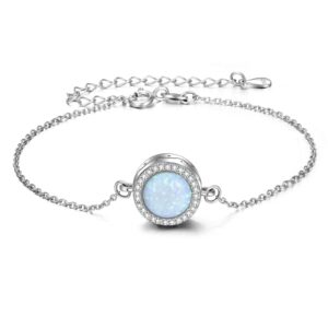 ONEFINITY Opal Urn Bracelet For Ashes 925 Sterling Silver Opal Cremation Keepsake Pendant Locket Bracelet For Women Mom