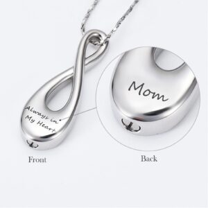 Imrsanl Infinity Cremation Jewelry for Ashes Urn Necklace Pendants for Ashes Holder Memorial Keepsake Cremation Ashes Jewelry for Wome/Men/Pet (Always in My Heart Mom)