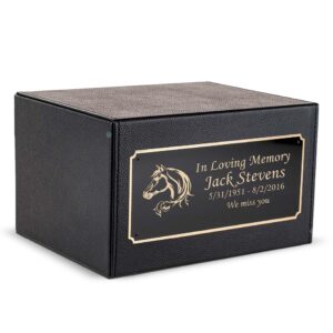 GetUrns Custom Engraved Heritage Leather Adult Cremation Urn Memorial Box for Ashes (Horse)