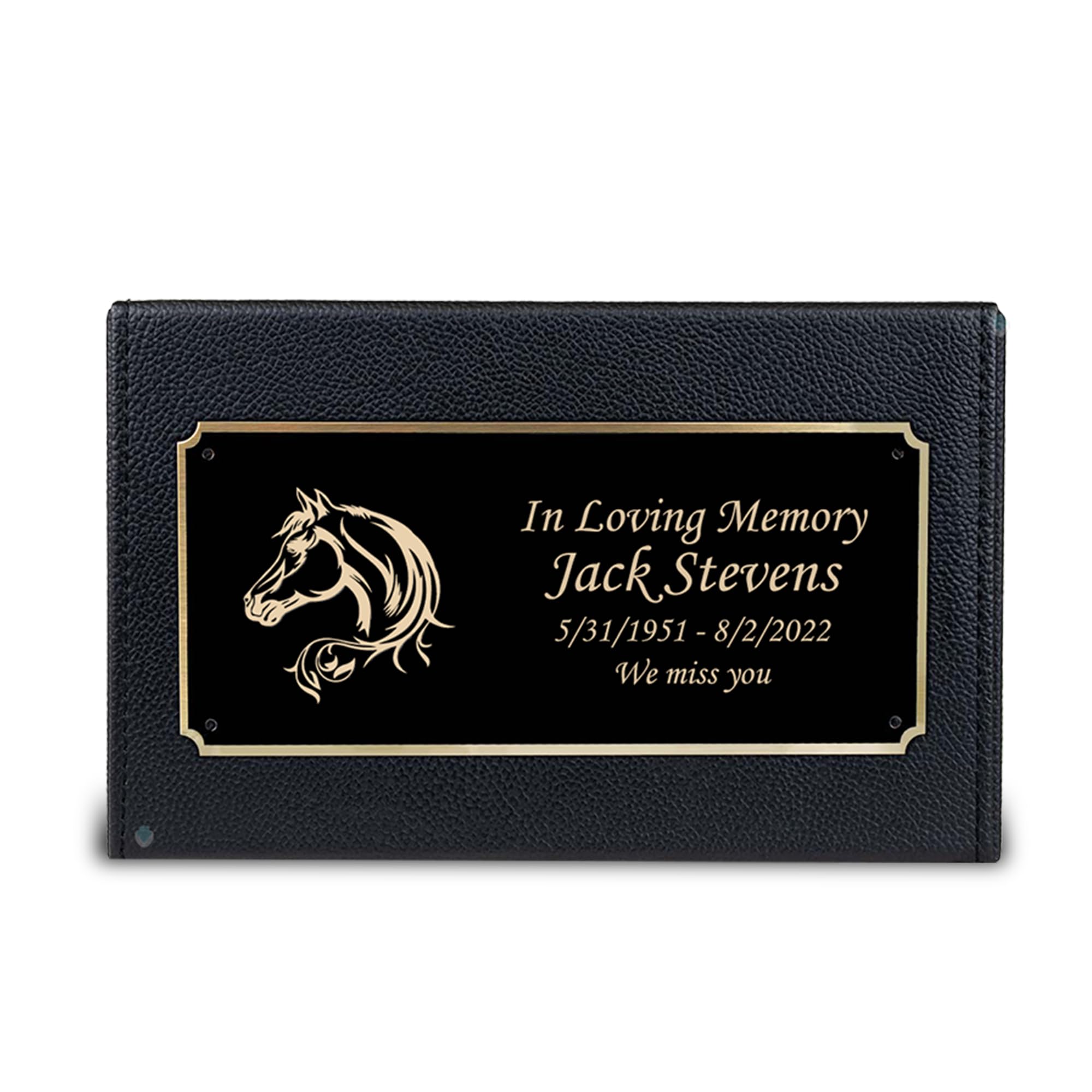 GetUrns Custom Engraved Heritage Leather Adult Cremation Urn Memorial Box for Ashes (Horse)