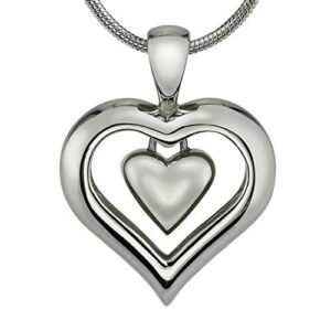 silver finish cremation jewelry urn heart pendant memorial keepsake locket necklace for ashes and 20" chain, the eternity heart