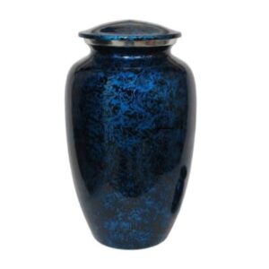 MEMORIALS 4U Custom Engraved Cremation Urn - Handcrafted Urn for Human Ashes - Affordable Urn for Ashes with Velvet bag (Forest Blue)