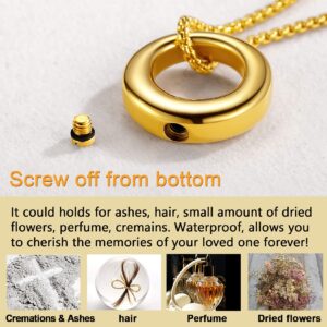 18K Gold Plated Circle of Life Eternity Memorial Urn Necklace Fashion Cremation Jewelry Keepsake Pendant for Ashes for Men Women