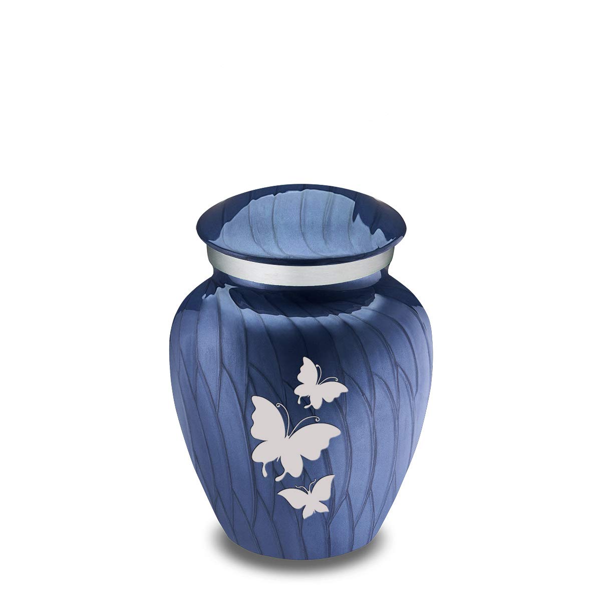 GetUrns Embrace -Personalized Keepsake Butterfly Urn for Human Ashes,Custom Cremation Urns for Ashes for Men Women Child,Mini Metal Engraved Funeral Urns, 3.5 Cu.in,Pearl Cobalt Blue