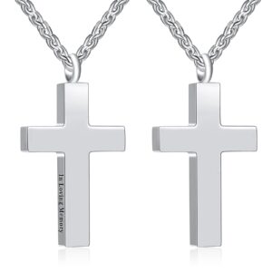 E&A Cross Cremation Jewelry for Ashes, Urn Necklace for Ashes, Customized Memorial Ash Necklace, Ashes Stainless Steel Pendant, Keepsake Jewelry for Men Women