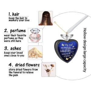 Dletay Heart Urn Necklace for Ashes Birthstones Cremation Jewelry for Ashes Butterflies Ash Necklace Memorial Ash Holder