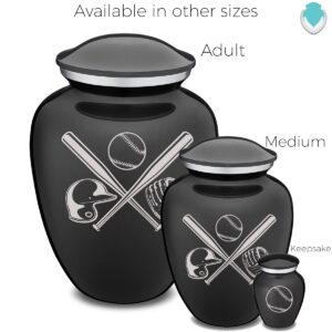 GetUrns Embrace Personalized Baseball Adult Cremation Urn with Custom Text Engraving for Human Ashes for Funeral, Burial, Niche or Columbarium– 200 Cubic Inches–Urns for Ashes (_Charcoal Double Sided)