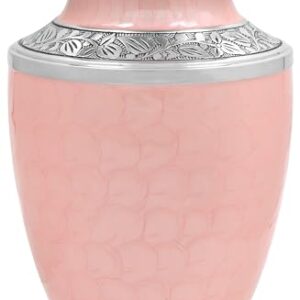 CLEENTABLE Urns for Ashes Adult Male, Urns for Human Ashes Adult Female, Decorative Urns, Large Cremation Urns for Adult Ashes, Urn Sea Pink Silver (Aluminum - 10 Inch Height x 6.5 Inch Width)