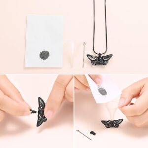 Minicremation Cremation Jewelry for Ashes Memorial Keepsake for Beloved's Ashes Urn Pendants Butterfly Cremation Necklace for Ashes (Black)