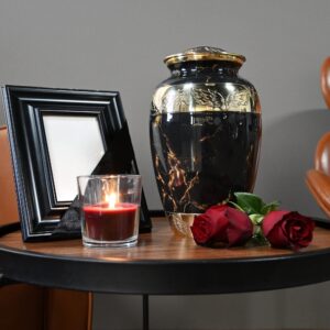 Soul and Eternity Cremation Urns for Adult Ashes Decorative Urns Aluminum & Brass Metallic Urns for Human Ashes Medallion Engravable Urns for Ashes Keepsake Urns for Human Ashes with Velveteen Bag