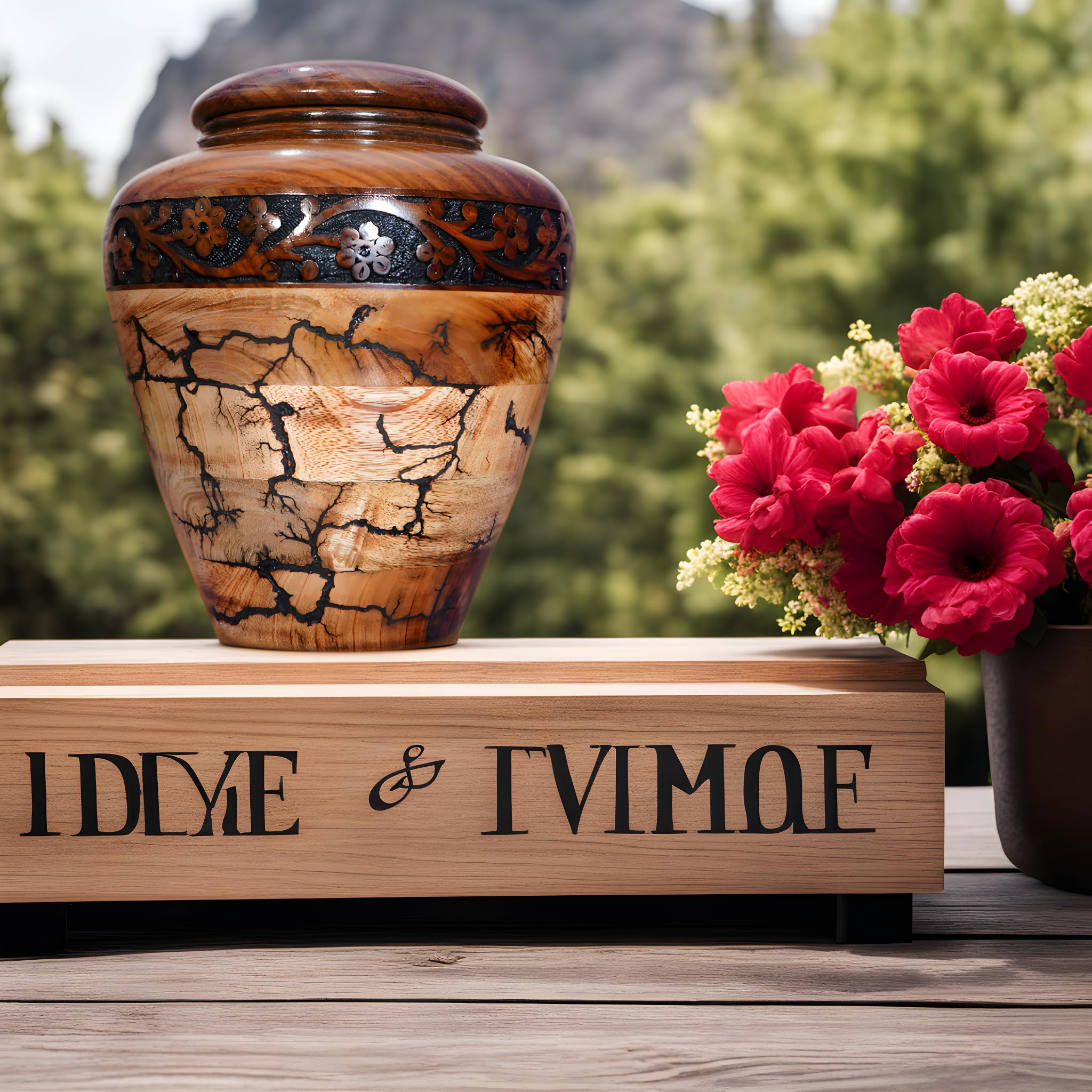 Best Urn for Human Ashes Large Wooden urn for Cremation Adult urn Box for Ashes Personalized Wooden urn Burial urn for Funeral Wood Box (Small Hold up to 60 LBS, No Personalized)