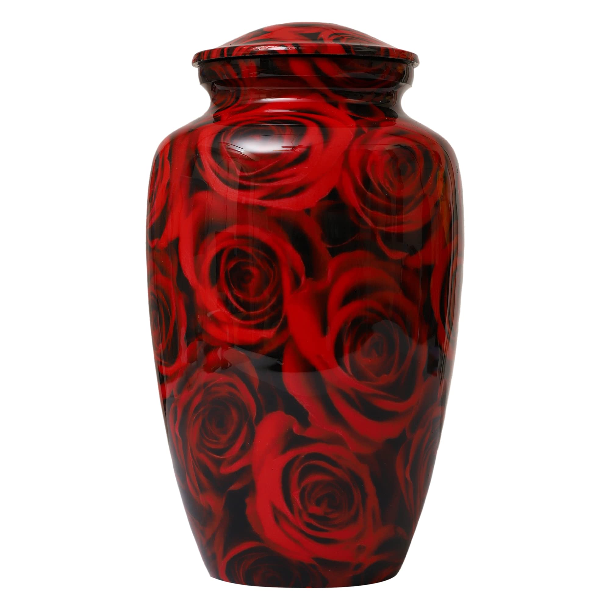 Bhartiya Handicrafts Red Rose Cremation Urn for Human Ashes - Suitable for Male & Female Adult Memorial urn, Urns for Ashes Adult Female for Home or Burial - Remains up to 200 lbs (Design 9)