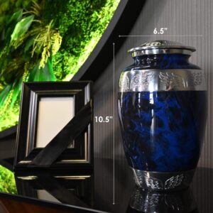 Soul and Eternity Cremation Urns for Adult Ashes Decorative Urns Aluminum & Brass Metallic Urns for Human Ashes Medallion Engravable Urns for Ashes Keepsake Urns for Human Ashes with Velveteen Bag