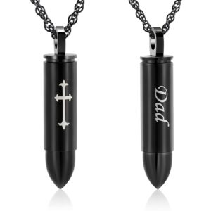 shajwo cremation jewelry bullet urn ashes necklace for women men cylinder keepsake memorial locket pendant ash holder,dad