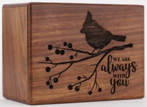 bhartiya handicrafts wooden cremation urn for human or pet ashes | handmade solid rosewood urn (we are always with you, l - 9 x 6 x 4.7'' (190 cu/in))