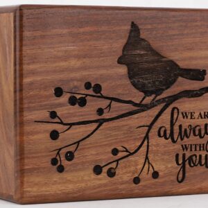 Bhartiya Handicrafts Wooden Cremation Urn for Human or Pet Ashes | Handmade Solid Rosewood Urn (we are always with You, L - 9 X 6 X 4.7'' (190 Cu/in))